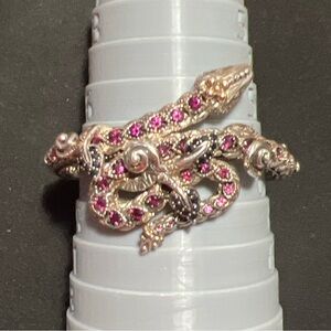 Barbara Bixby .925 18K & Sapphire Accents Rhodolite Gemstone Wrap Snake Bracelet